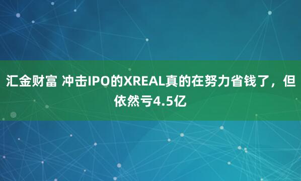 汇金财富 冲击IPO的XREAL真的在努力省钱了，但依然亏4.5亿