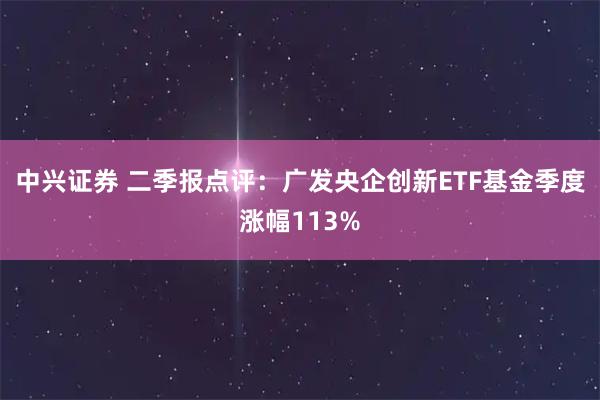中兴证券 二季报点评：广发央企创新ETF基金季度涨幅113%